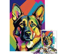 Rompecabezas para Adolescentes de 1000 Piezas con diseño de Pastor alemán Estilo Pop Art Juguetes educativos Juegos de ingenio decoración de Pared Regalos de Amigo Invisible (tamaño 38x26cm)