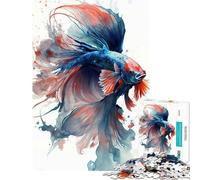 Rompecabezas para Adolescentes de 1000 Piezas con diseño de Peces Luchadores Siameses en Acuarela Juegos relajantes y adictivos para Cultivar la Paciencia Regalos de cumpleaños para la diversión