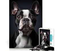 Rompecabezas para Adolescentes de 1000 Piezas con diseño de Perro Boston Terrier,articulaciones Suaves,Divertido para ejercitar la Mente,Juego Relajante, Ocio (50x75cm)