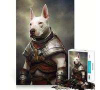 Rompecabezas para Adolescentes de 1000 Piezas con diseño de Perro Bull Terrier Vikingo,Bordes impecables,Divertido Juego Mental,Regalo Acogedor y Divertido,decoración navideña para la Pared (38x26cm)