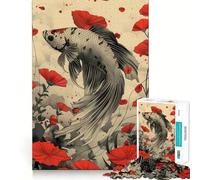 Rompecabezas para Adolescentes de 1000 Piezas con diseño de pez Betta,Arte de Corte Fino,Actividad para desarrollar la Mente,Juego Relajante, Tranquilo (38x52cm)