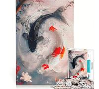 Rompecabezas para Adolescentes de 1000 Piezas con diseño de pez koi Yin Yang Juego práctico difícil y desafiante Regalo Ideal para los más pequeños 38x26cm