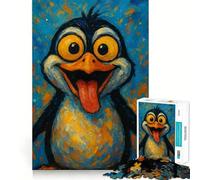 Rompecabezas para Adolescentes de 1000 Piezas con diseño de pingüino de Dibujos Animados con la Lengua Fuera,Bordes impecables,Divertido Juego,Regalo Ideal para un Momento Acogedor y