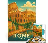 Rompecabezas para Adolescentes de 1000 Piezas con diseño de póster Vintage de Roma, Juguetes para armar, Ideal para la interacción Entre Padres e Hijos, cumpleaños y Navidad