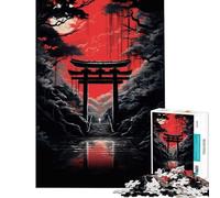 Rompecabezas para adolescentes de 1000 piezas con diseño de puerta Torii japonesa Juego educativo Juguete Juego intelectual Gran regalo para los amantes de los juegos Una obra de arte (Tamaño 38x52cm)