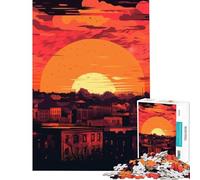 Rompecabezas para Adolescentes de 1000 Piezas con diseño de Puesta de Sol Urbana Juegos relajantes Juguetes adictivos para Cultivar la Paciencia Regalos de cumpleaños para la diversión Familiar