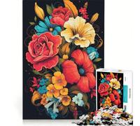 Rompecabezas para Adolescentes de 1000 Piezas con diseño de Ramo de Flores, Juguetes para armar, Que mejoran la Memoria, con póster y Hoja de Preguntas a Juego 38x52cm