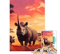 Rompecabezas para Adolescentes de 1000 Piezas con diseño de Rinoceronte y Animales Salvajes Juego Familiar adictivo para Cultivar la Paciencia Un Gran Regalo para Jugar y Mejorar la Memoria (38x26cm)