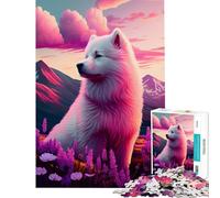 Rompecabezas para Adolescentes de 1000 Piezas con diseño de Samoyedo en la Naturaleza Un Reto para completar Juegos educativos para Toda la Familia a Partir de 14 años (50x75cm)