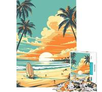 Rompecabezas para Adolescentes de 1000 Piezas con diseño de Tabla de Surf Estilo Vintage Retro Juego desafiante Juguetes educativos Juego para Mejorar la Memoria Regalos de Amigo Invisible (38x52cm)