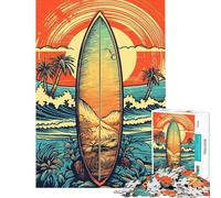 Rompecabezas para Adolescentes de 1000 Piezas con diseño de Tabla de Surf Estilo Vintage Retro Rompecabezas para Adultos antiestrés Divertidos y con Humor Ideales para la interacción Entre