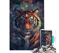 Rompecabezas para Adolescentes de 1000 Piezas con diseño de Tigre atrapasueños Rompecabezas para Adultos de dificultad Alta Lista de Deseos con Papá Noel Juego de ingenio para Toda la Familia 50x75cm