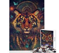 Rompecabezas para Adolescentes de 1000 Piezas con diseño de Tigre atrapasueños y Cosmos Rompecabezas para Adultos Juegos relajantes Mejora la Memoria Regalos de cumpleaños (38x52cm)