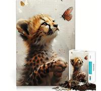 Rompecabezas para adolescentes de 1000 piezas con diseño de tigre bebé y mariposa,articulaciones suaves,juguete divertido e inteligente para el cerebro,juego relajante,regalo divertido para cumpleaños