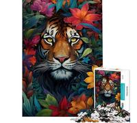 Rompecabezas para Adolescentes de 1000 Piezas con diseño de Tigre de Animales Salvajes Rompecabezas para Adultos Juguetes de Bricolaje Decoración (tamaño 50x75cm)