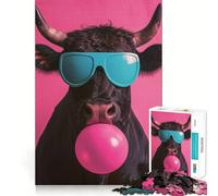 Rompecabezas para Adolescentes de 1000 Piezas con diseño de Toro,Chicle,Bordes impecables,Divertido Juego Mental,Regalo Acogedor,Divertido,decoración navideña para la Pared (50x75cm)