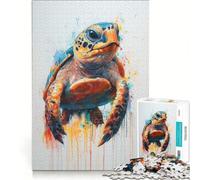 Rompecabezas para Adolescentes de 1000 Piezas con diseño de Tortuga Marina Colorida, Juguete para armar, Que Mejora la Memoria, con póster y Hoja de Preguntas a Juego 38x52cm