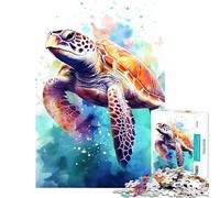 Rompecabezas para Adolescentes de 1000 Piezas con diseño de Tortuga Marina en Acuarela Juego desafiante Juguete Educativo Que Mejora la Memoria Regalo Ideal para el Amigo Invisible (tamaño 38x52cm)