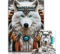 Rompecabezas para Adolescentes de 1000 Piezas con diseño de tótem de Lobo Juegos educativos decoración del hogar Ideal para decoración de Escritorio 75x50cm