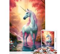 Rompecabezas para Adolescentes de 1000 Piezas con diseño de Unicornio y Paisaje de fantasía Juguetes para Hacer tú Mismo Ideas de Regalo Juego Educativo con póster a Juego y Hoja de Trivia (38x26cm)