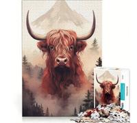 Rompecabezas para Adolescentes de 1000 Piezas con diseño de Vaca de Las Tierras Altas Juegos relajantes interacción Entre Padres e Hijos Juego de desafío único 38x52cm