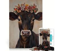 Rompecabezas para Adolescentes de 1000 Piezas con diseño de Vaca Suiza marrón,Corte preciso,Divertido Rompecabezas de lógica,Ideal para Jugar,Relajarse y divertirse, (38x26cm)