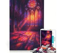 Rompecabezas para Adolescentes de 1000 Piezas con diseño de vidrieras de Catedral Juguetes antiestrés Carreras de Velocidad para Fortalecer el Amor en Pareja 38x52cm