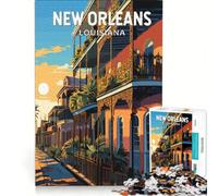 Rompecabezas para Adolescentes de 1000 Piezas con diseño del Barrio Francés de Nueva Orleans, Juego de ingenio, difícil de completar, Amigos y Familiares 38x26cm