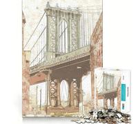 Rompecabezas para Adolescentes de 1000 Piezas con diseño del Puente de Brooklyn y Bordes limpios Juego de resolución de Problemas Divertido y pausado Ideal para cumpleaños Arte y diversión (38x52cm)