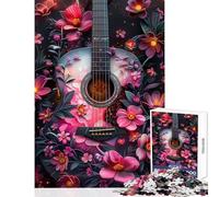 Rompecabezas para Adolescentes de 1000 Piezas con diseño Floral de Guitarra acústica Rompecabezas de 1000 Piezas para Relajarse cumpleaños o para Aprender y educar (38x52cm)