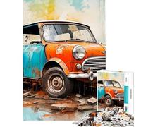 Rompecabezas para Adolescentes de 1000 Piezas con diseño Retro de Mini Cooper Rompecabezas para Adultos y Familia Mejora la Memoria (tamaño 38x52cm)