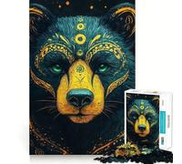 Rompecabezas para Adolescentes de 1000 Piezas con diseño Tribal de Oso,Piezas de Corte Limpio,Juego Inteligente,Regalo,Tiempo Libre,Juego,Escena navideña,Arte (38x52cm)