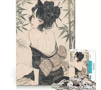 Rompecabezas para Adolescentes de 1000 Piezas con diseño Vintage de Kimono de Chica Gata Juegos Familiares Patrón de ensamblaje Fomenta el Amor Entre Parejas 38x26cm