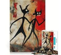 Rompecabezas para Adolescentes de 1000 Piezas con Dos Demonios Abstractos, decoración de Corte preciso, Juguete Creativo y Divertido, Juego de Paz, Pieza de Arte navideña (38x26cm)