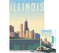Rompecabezas para Adolescentes de 1000 Piezas con el Horizonte de Chicago Juego de Bordes limpios para Resolver Problemas Diversión a Ritmo Lento Ideal para cumpleaños Arte y Juegos (38x52cm)