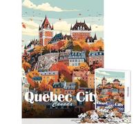 Rompecabezas para Adolescentes de 1000 Piezas con el Horizonte de la Ciudad de Quebec Juego de ingenio para Mejorar la Memoria Juguete Decorativo para la Pared con póster y Hoja de Preguntas a Juego