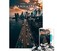 Rompecabezas para Adolescentes de 1000 Piezas con el Horizonte de Manhattan Juego Familiar Juguetes educativos Regalos para Mujeres y Hombres para Toda la Familia (tamaño 50x75cm)