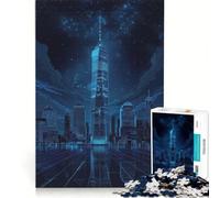 Rompecabezas para Adolescentes de 1000 Piezas con el Horizonte de Nueva York Estilo Cyberpunk, Juegos relajantes, Actividades Divertidas para Hacer en casa, Juego con un diseño Precioso 38x52cm