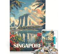 Rompecabezas para Adolescentes de 1000 Piezas con el Horizonte de Singapur Ideal para Relajarse y divertirse en casa Hermoso diseño 50x75cm