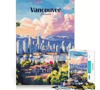 Rompecabezas para Adolescentes de 1000 Piezas con el Horizonte de Vancouver Pieza de Ajuste preciso Juguete Divertido y silencioso para Jugar Ideal para cumpleaños Arte y diversión (38x26cm)