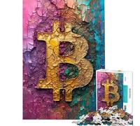Rompecabezas para Adolescentes de 1000 Piezas con el Logo de Bitcoin en Tonos Pastel Rompecabezas para Adultos Juegos Divertidos Que mejoran la Memoria Juego desafiante Regalo Ideal (tamaño 50x75cm)