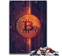 Rompecabezas para Adolescentes de 1000 Piezas con el Logotipo de Bitcoin Ayuda a ejercitar el Cerebro Juguetes adictivos para Cultivar la Paciencia Apto para Parejas 26x38cm