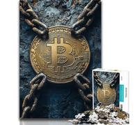 Rompecabezas para Adolescentes de 1000 Piezas con el Logotipo de Bitcoin Ejercita el Cerebro, Juguetes adictivos para Cultivar la Paciencia Colección de Artistas Bellas Artes (38x26cm)