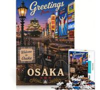 Rompecabezas para Adolescentes de 1000 Piezas con el Mensaje Saludos Desde Osaka, Ideal para Jugar en Familia, divertirse en casa, como Regalo de cumpleaños o para Llevar de Viaje 50x75cm