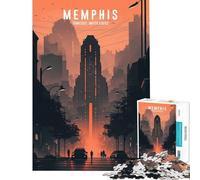 Rompecabezas para Adolescentes de 1000 Piezas con el Panorama del Horizonte de Memphis Juego desafiante Juguete Imposible cumpleaños para Parejas (tamaño 75x50cm)