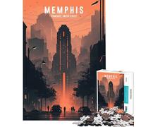 Rompecabezas para Adolescentes de 1000 Piezas con el Panorama del Horizonte de Memphis Juego desafiante Juguete Imposible cumpleaños para Parejas (tamaño 38x52cm)