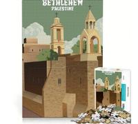 Rompecabezas para Adolescentes de 1000 Piezas con el póster de Belén, Palestina, un Juego de ingenio, un Reto para completar, Toda la Familia 38x52cm