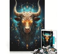 Rompecabezas para Adolescentes de 1000 Piezas con el Signo Zodiacal Tauro Juegos relajantes Actividades Familiares con póster y Hoja de Preguntas a Juego 38x26cm