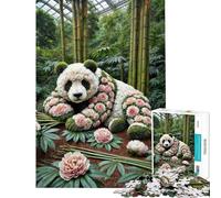 Rompecabezas para Adolescentes de 1000 Piezas con Escultura Floral de Panda Rompecabezas para Adultos Juego práctico Una Obra de Arte Interacción Entre Padres e Hijos (tamaño 50x75cm)
