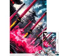 Rompecabezas para adolescentes de 1000 piezas con espadas samuráis y arquitectura japonesa juguete para decoración de pared regalo para mujeres y hombres juegos de relajación descompresión intelectual